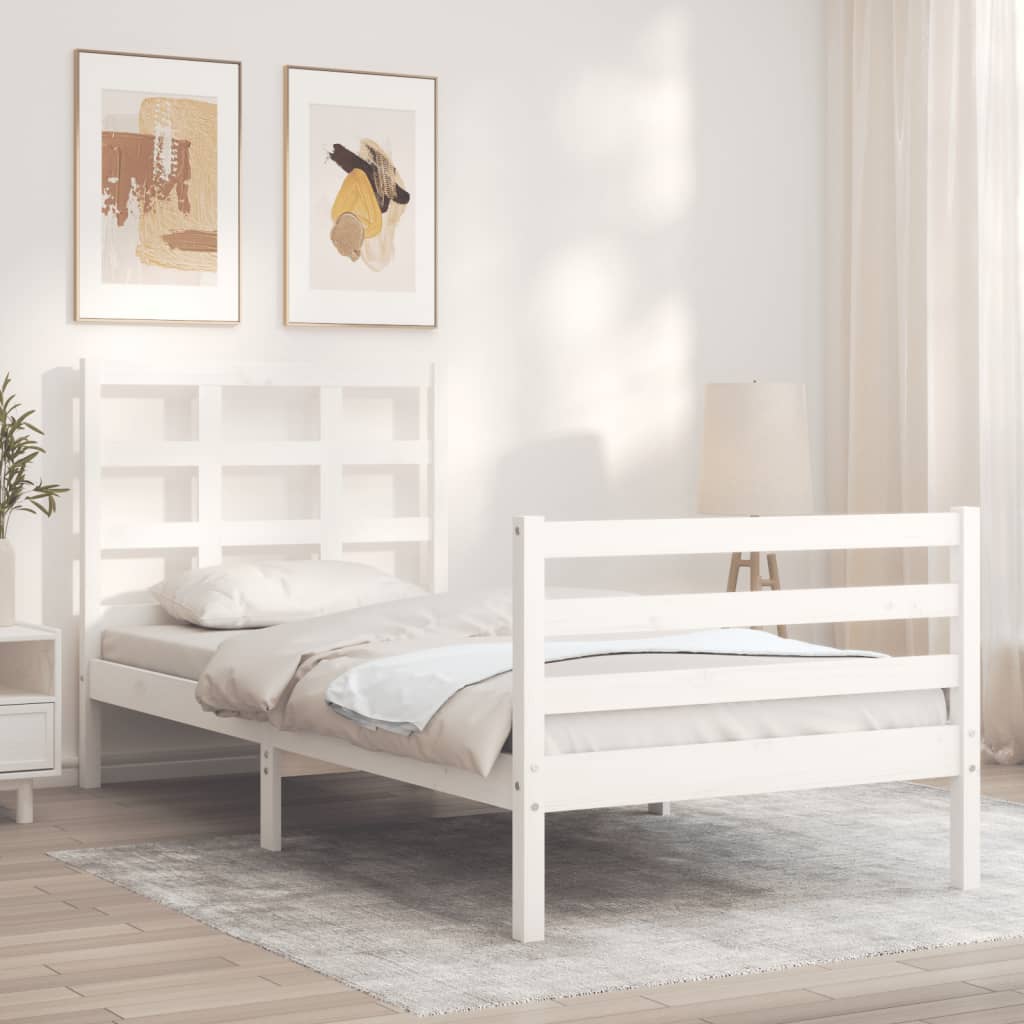 vidaXL Bed Frame without Mattress White 90x200 cm Solid Wood