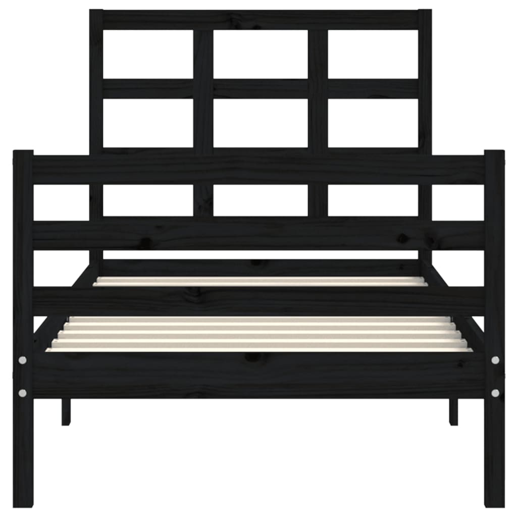 vidaXL Bed Frame without Mattress Black 90x200 cm Solid Wood