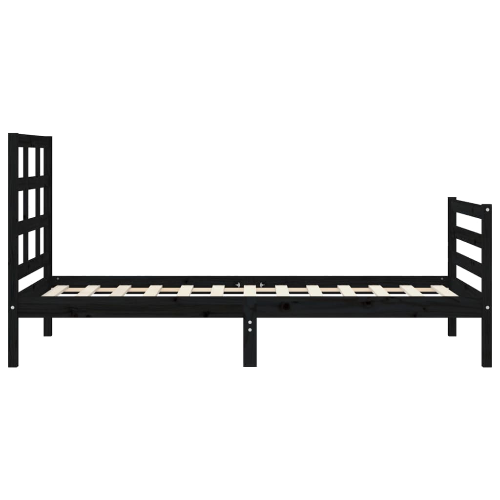 vidaXL Bed Frame without Mattress Black 90x200 cm Solid Wood