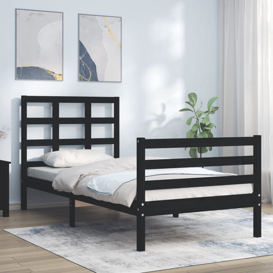 vidaXL Bed Frame without Mattress Black 90x200 cm Solid Wood