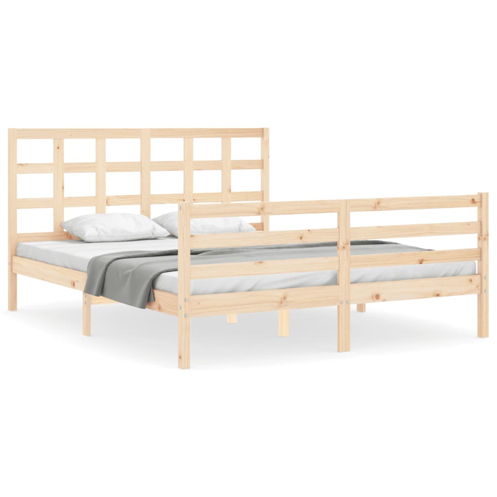 vidaXL Bed Frame without Mattress King Size Solid Wood