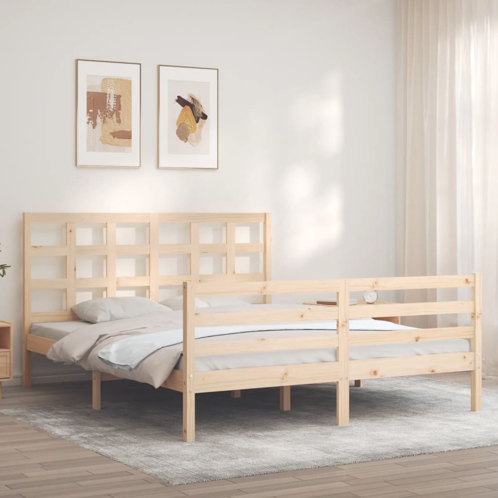 vidaXL Bed Frame without Mattress King Size Solid Wood