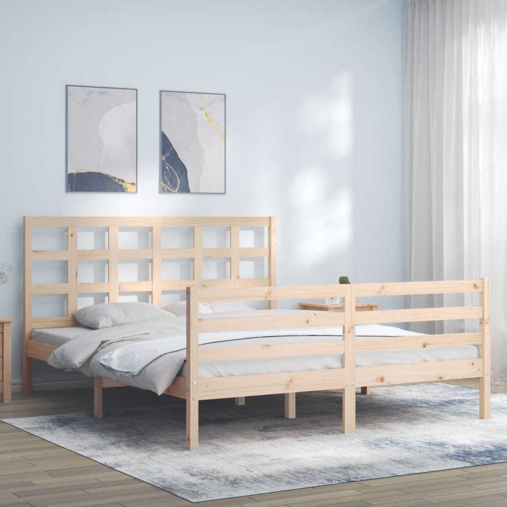 vidaXL Bed Frame without Mattress King Size Solid Wood