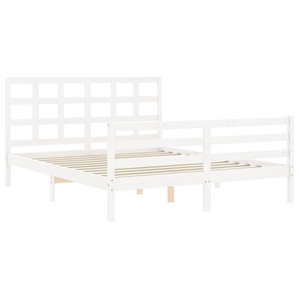 vidaXL Bed Frame without Mattress White King Size Solid Wood