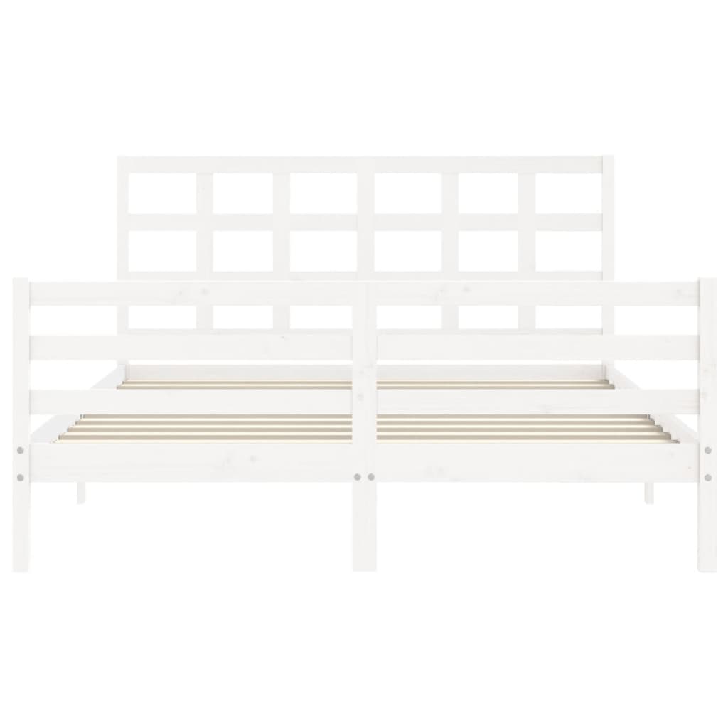 vidaXL Bed Frame without Mattress White King Size Solid Wood