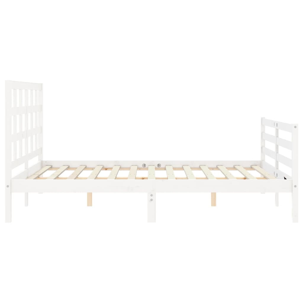 vidaXL Bed Frame without Mattress White King Size Solid Wood