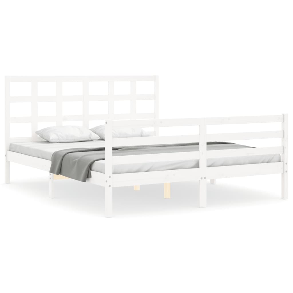 vidaXL Bed Frame without Mattress White 160x200 cm Solid Wood