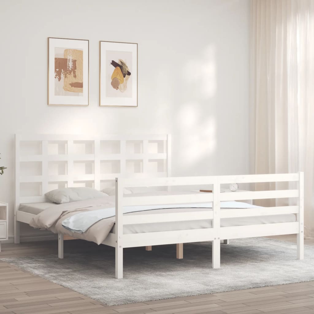 vidaXL Bed Frame without Mattress White 160x200 cm Solid Wood