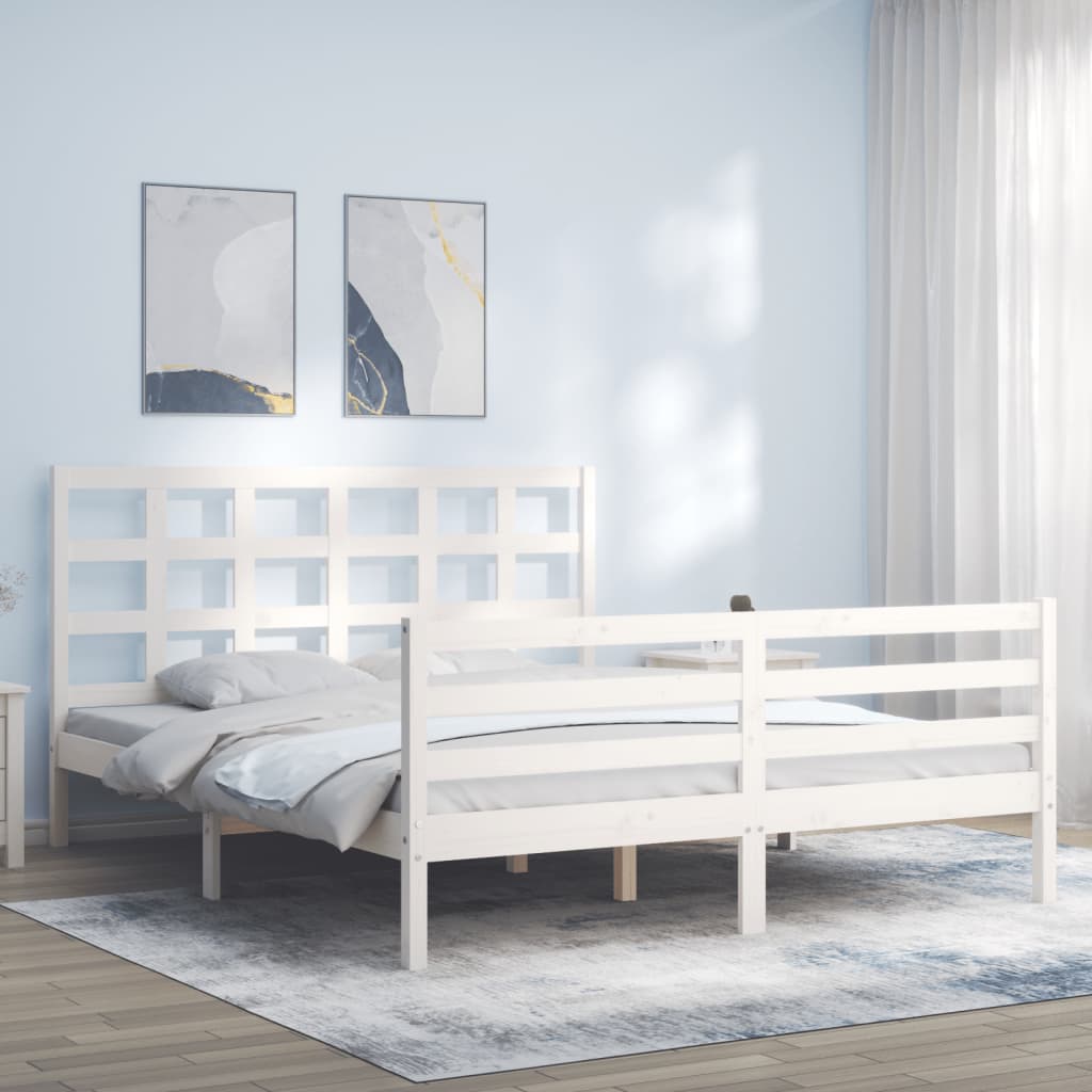 vidaXL Bed Frame without Mattress White 160x200 cm Solid Wood