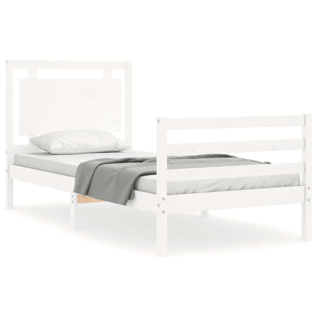 vidaXL Bed Frame without Mattress White Small Single Solid Wood