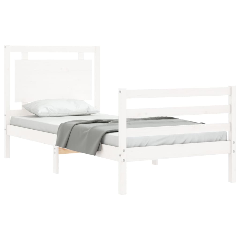 vidaXL Bed Frame without Mattress White Small Single Solid Wood