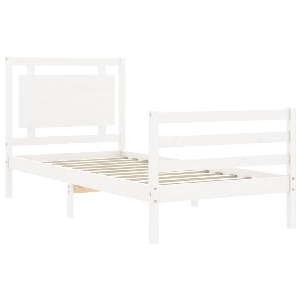 vidaXL Bed Frame without Mattress White Small Single Solid Wood