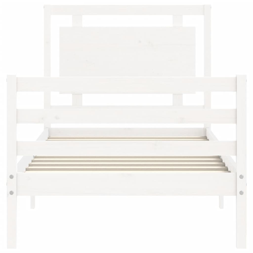 vidaXL Bed Frame without Mattress White Small Single Solid Wood