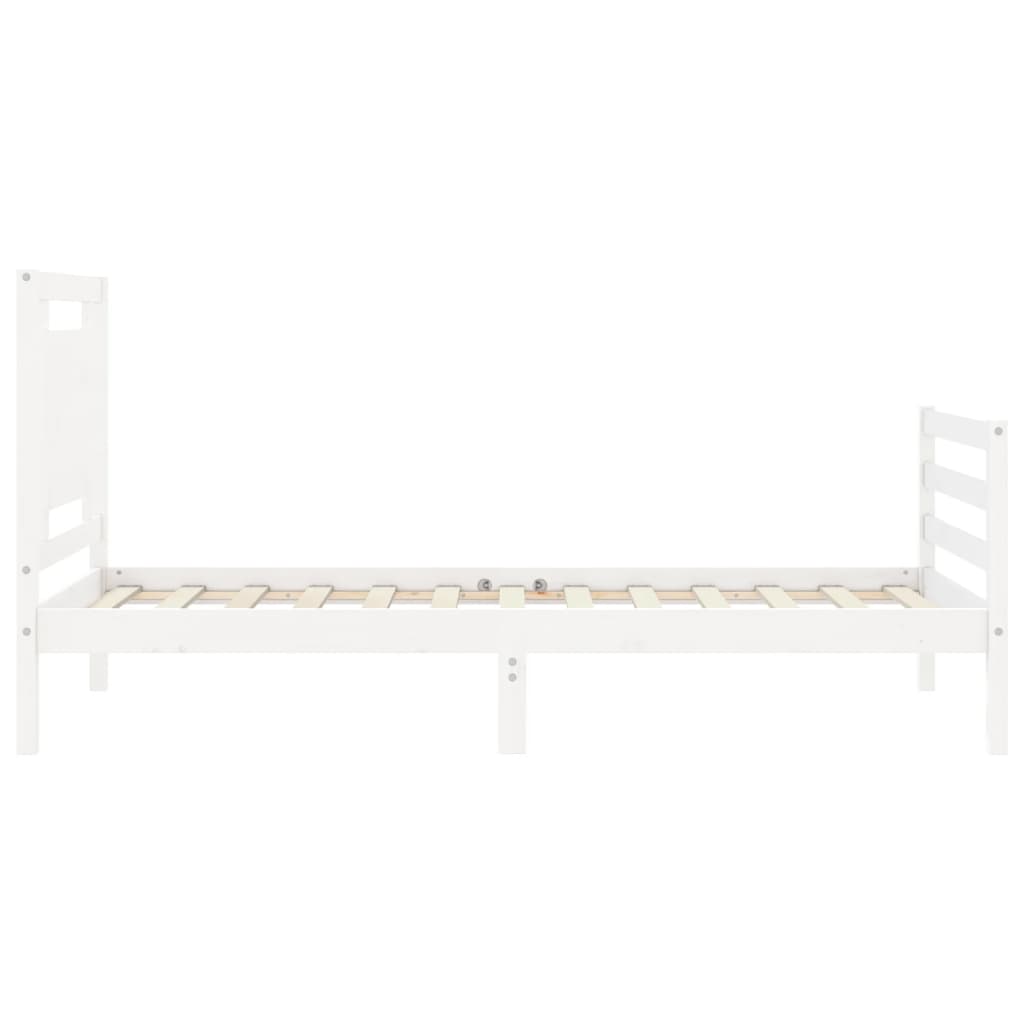 vidaXL Bed Frame without Mattress White Small Single Solid Wood