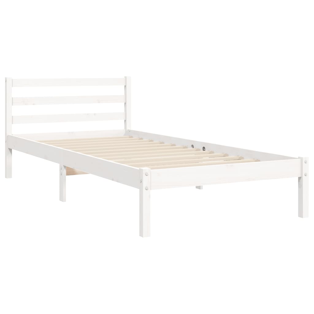 vidaXL Bed Frame without Mattress White Small Single Solid Wood