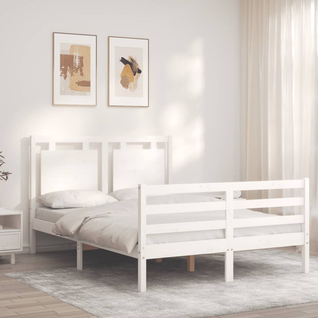 vidaXL Bed Frame without Mattress White 140x190 cm Solid Wood