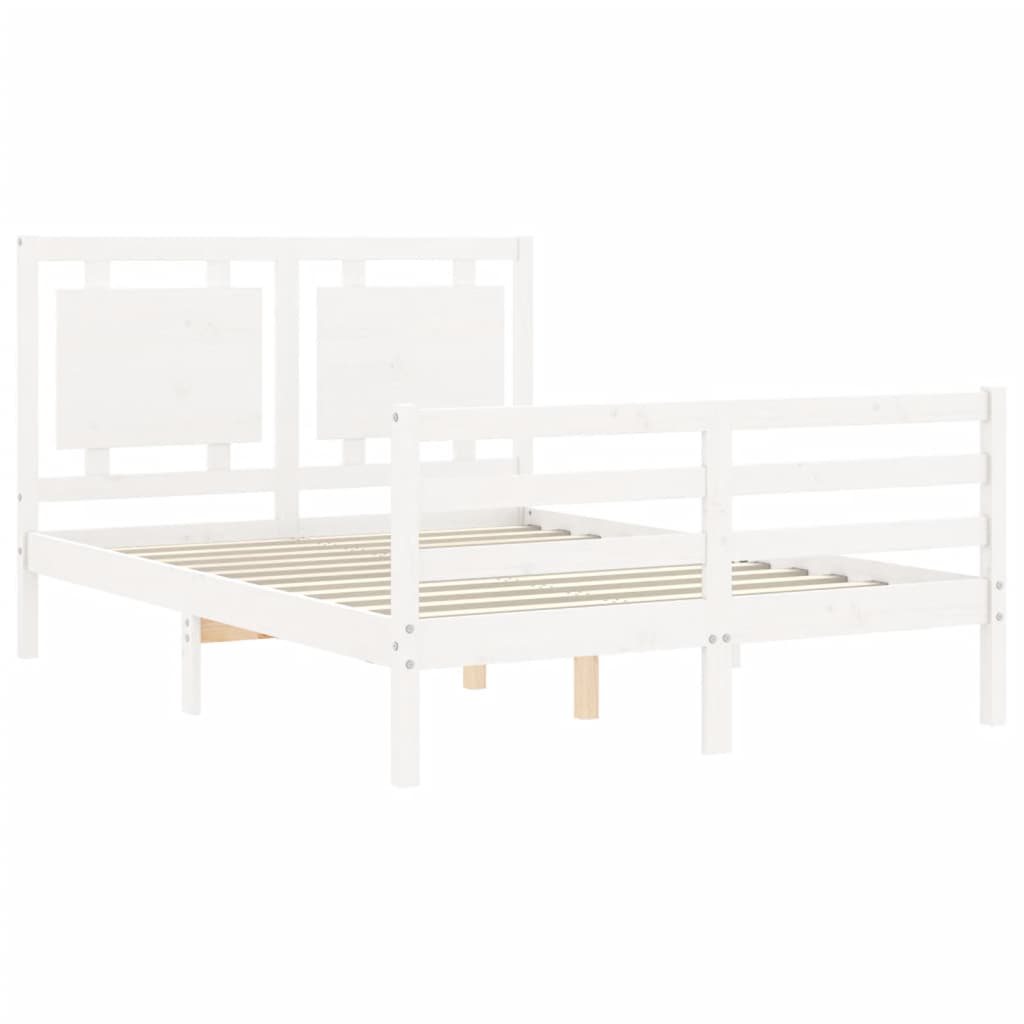 vidaXL Bed Frame without Mattress White 140x190 cm Solid Wood