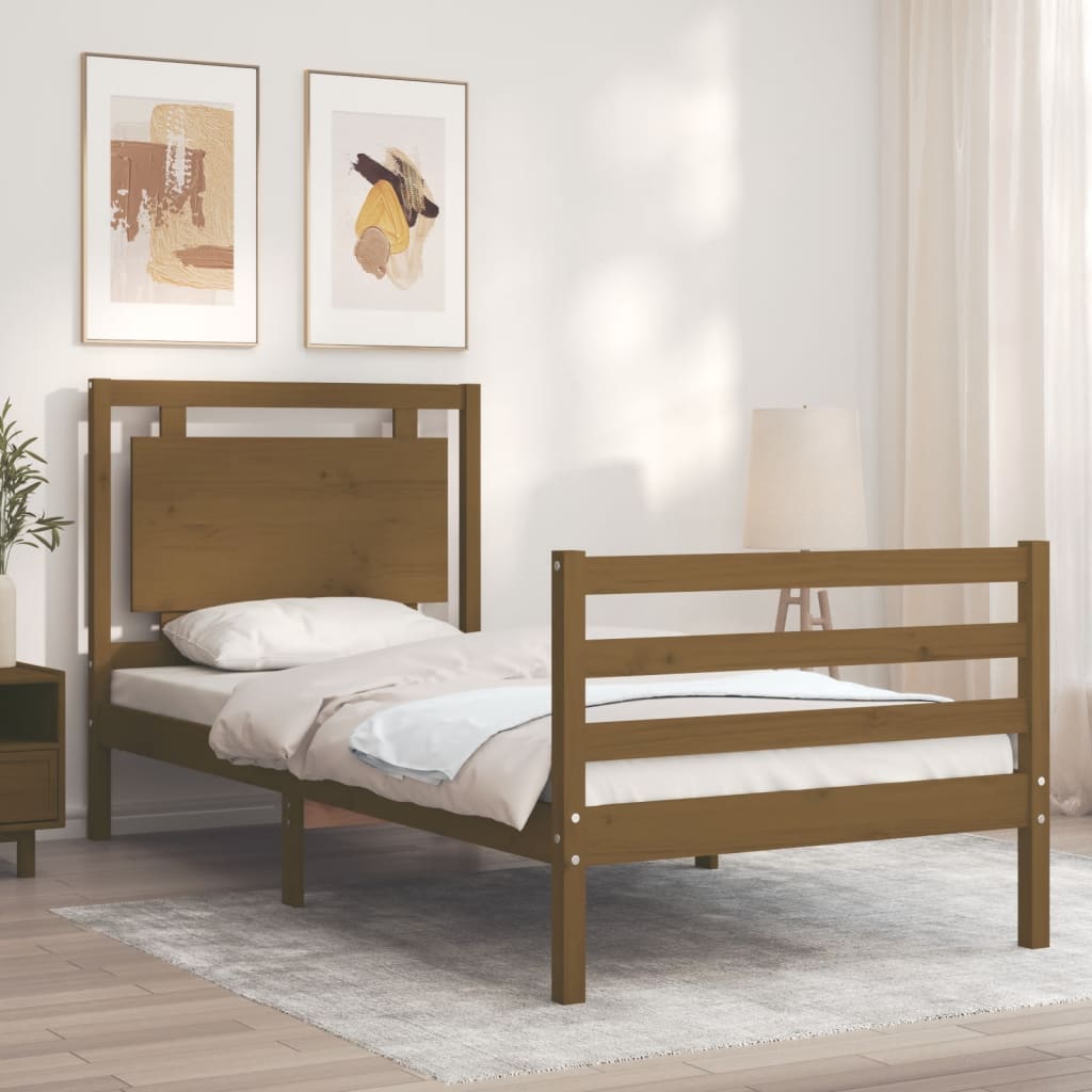 vidaXL Bed Frame without Mattress Honey Brown 90x200 cm Solid Wood