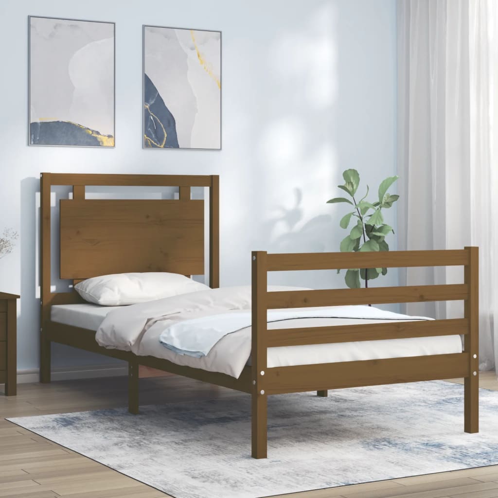 vidaXL Bed Frame without Mattress Honey Brown 90x200 cm Solid Wood