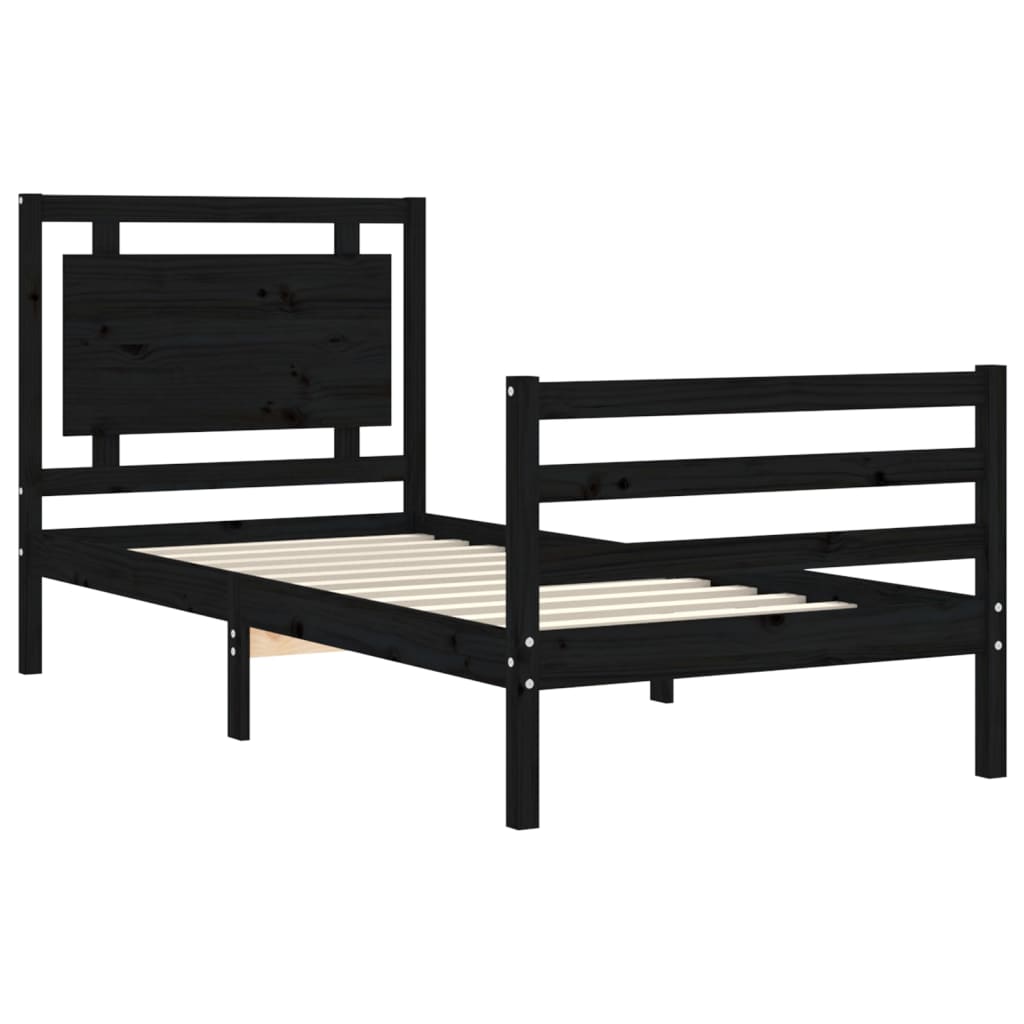 vidaXL Bed Frame without Mattress Black 90x200 cm Solid Wood