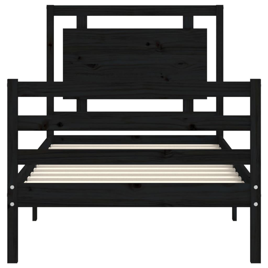 vidaXL Bed Frame without Mattress Black 90x200 cm Solid Wood