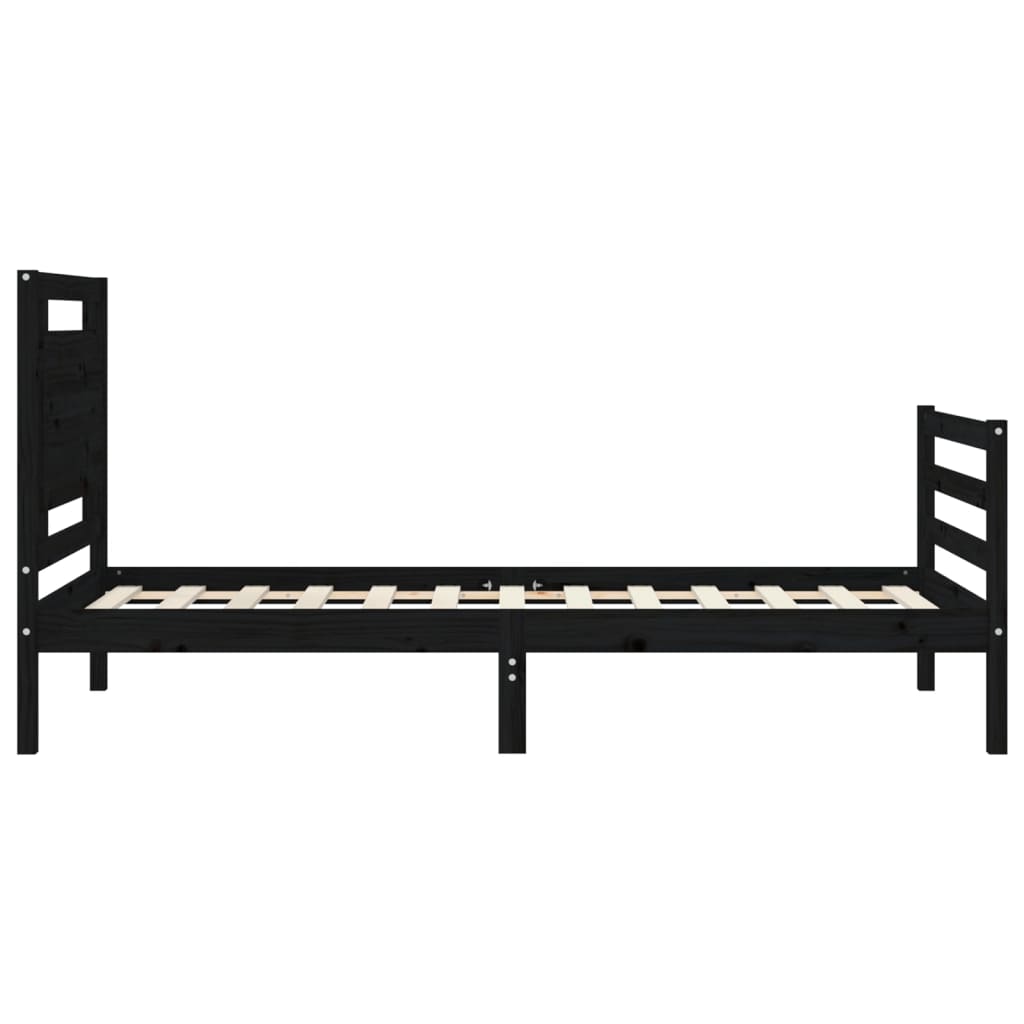 vidaXL Bed Frame without Mattress Black 90x200 cm Solid Wood