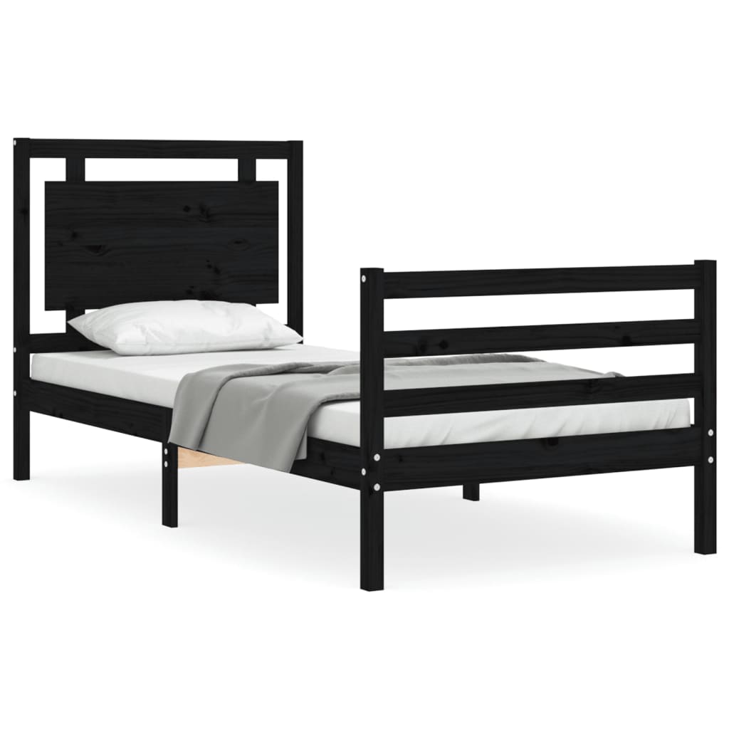 vidaXL Bed Frame without Mattress Black 100x200 cm Solid Wood