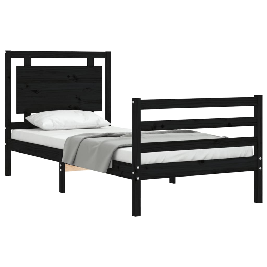 vidaXL Bed Frame without Mattress Black 100x200 cm Solid Wood