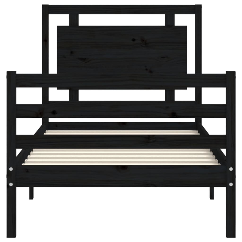 vidaXL Bed Frame without Mattress Black 100x200 cm Solid Wood