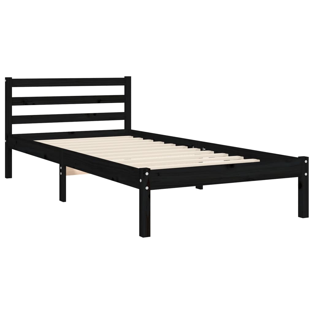 vidaXL Bed Frame without Mattress Black 100x200 cm Solid Wood