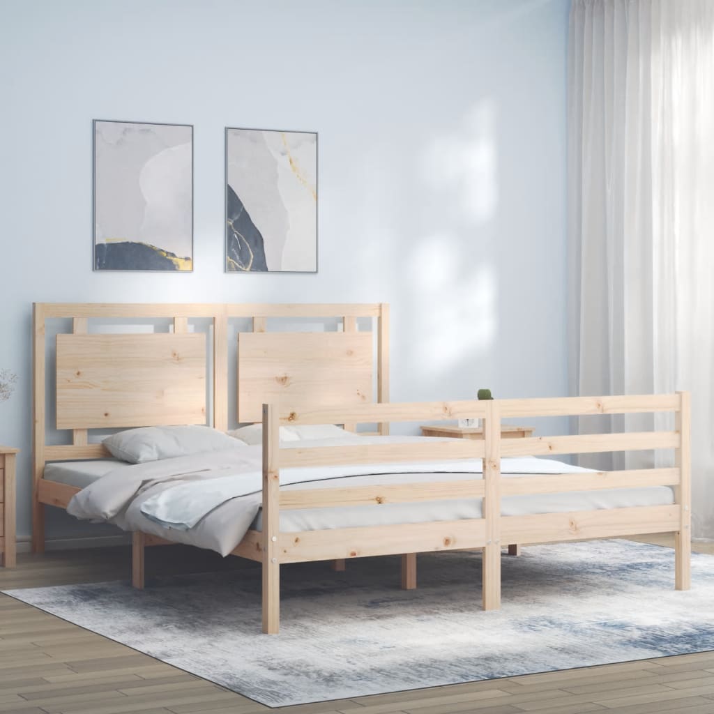 vidaXL Bed Frame without Mattress King Size Solid Wood