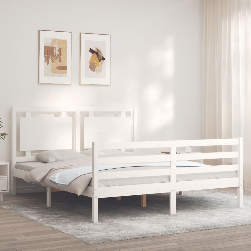 vidaXL Bed Frame without Mattress White 160x200 cm Solid Wood