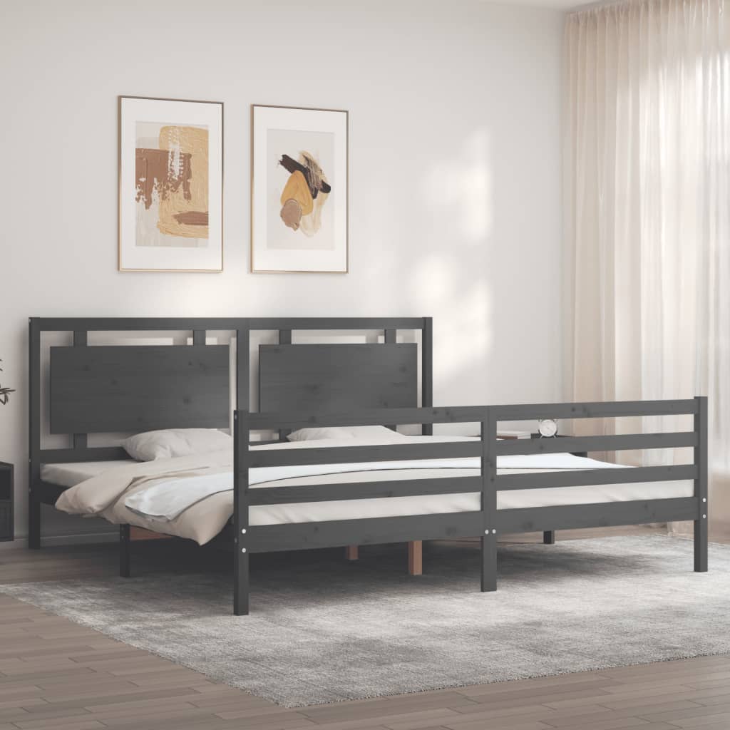 vidaXL Bed Frame without Mattress Grey 200x200 cm Solid Wood