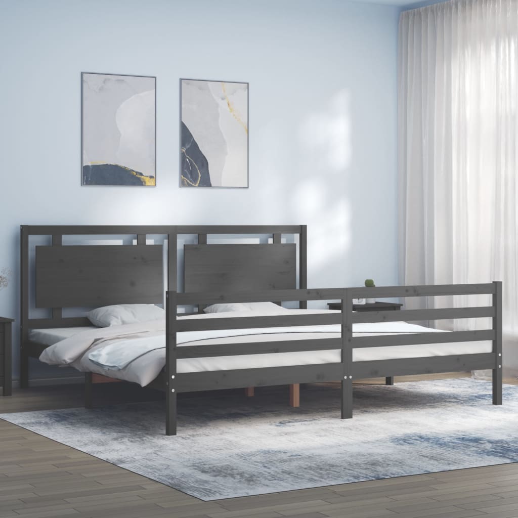 vidaXL Bed Frame without Mattress Grey 200x200 cm Solid Wood