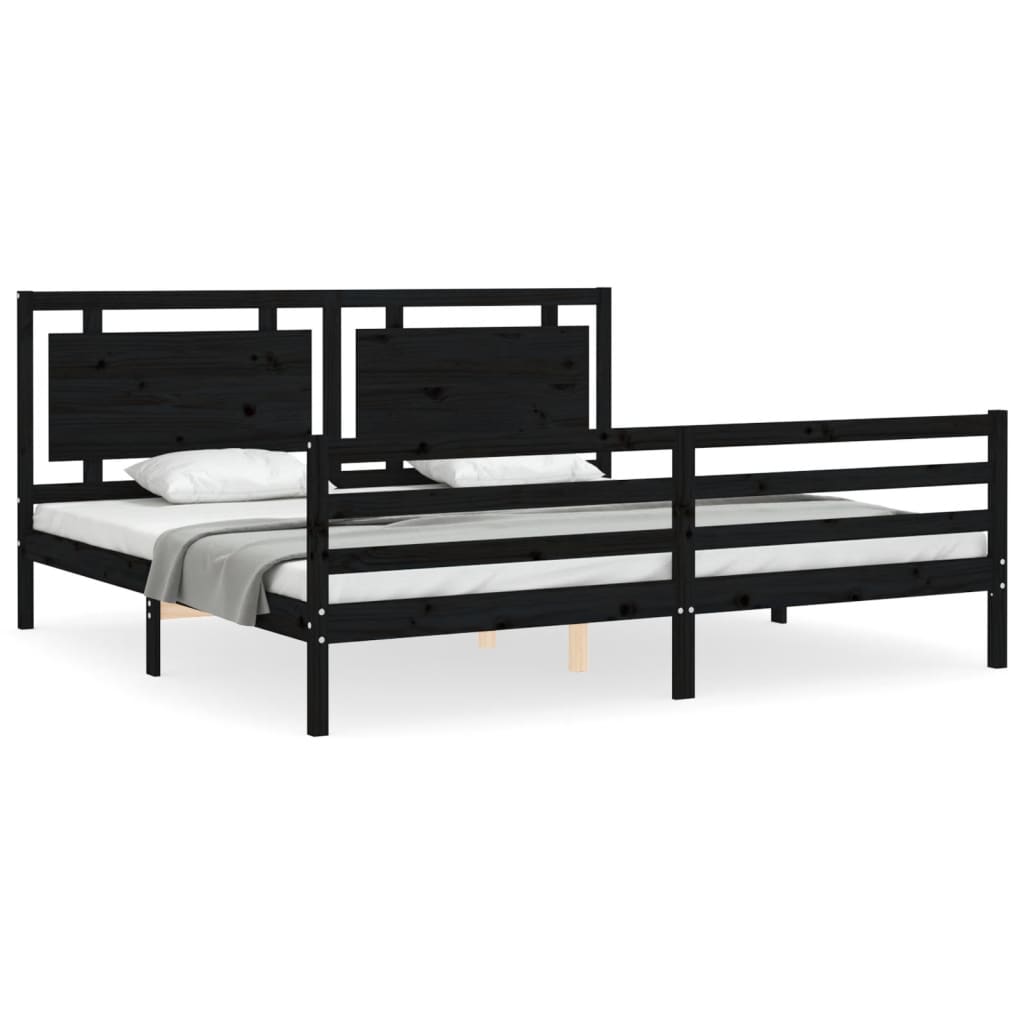 vidaXL Bed Frame without Mattress Black 200x200 cm Solid Wood