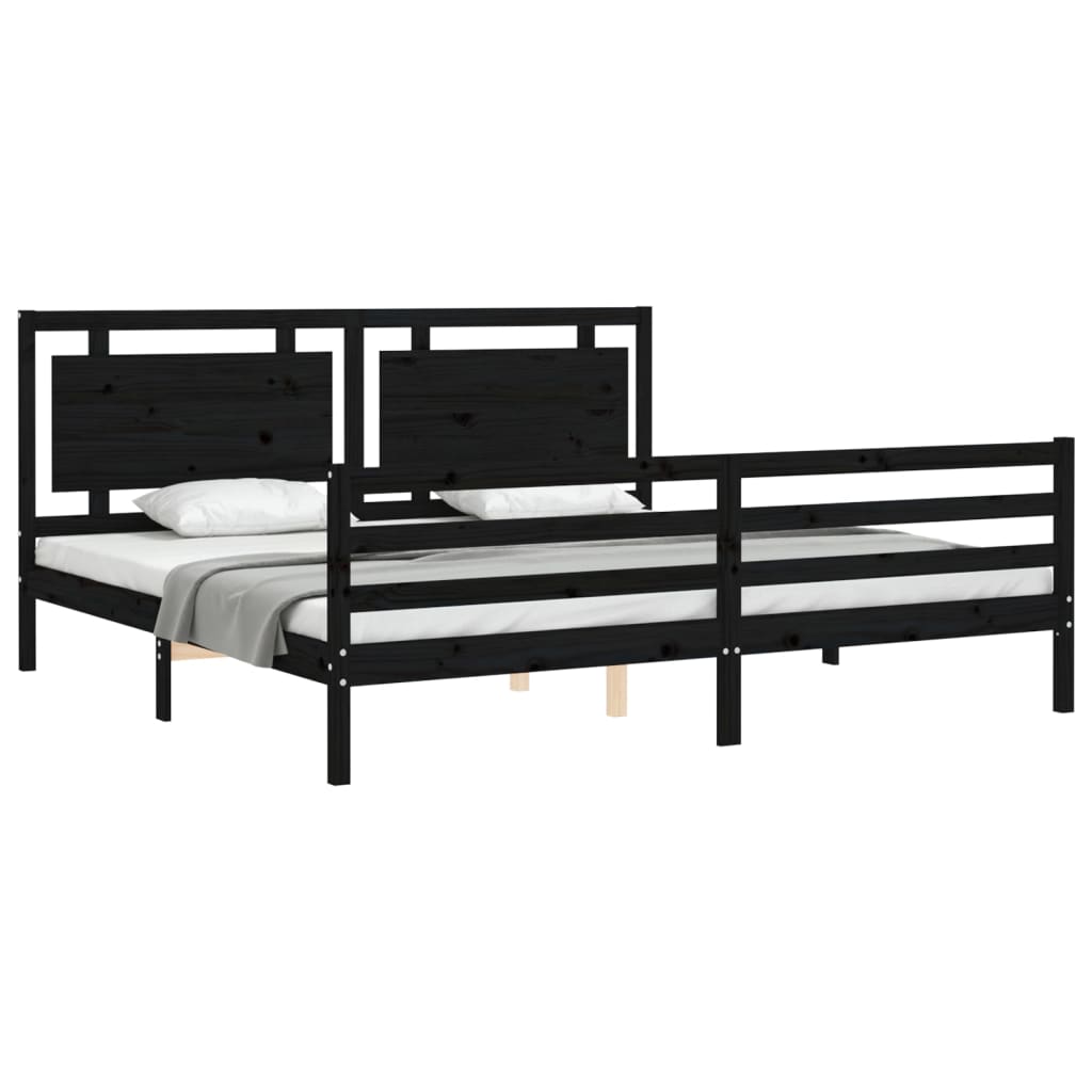 vidaXL Bed Frame without Mattress Black 200x200 cm Solid Wood