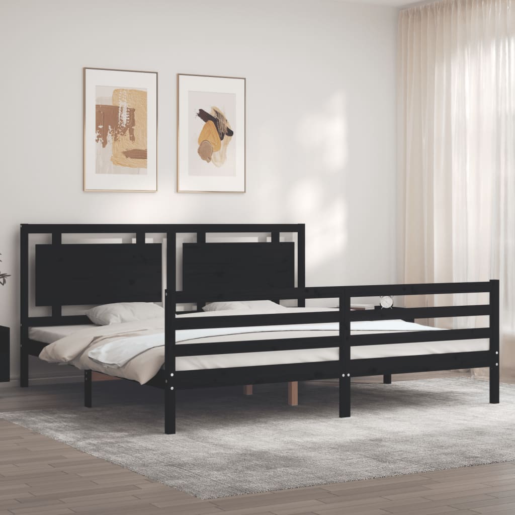 vidaXL Bed Frame without Mattress Black 200x200 cm Solid Wood