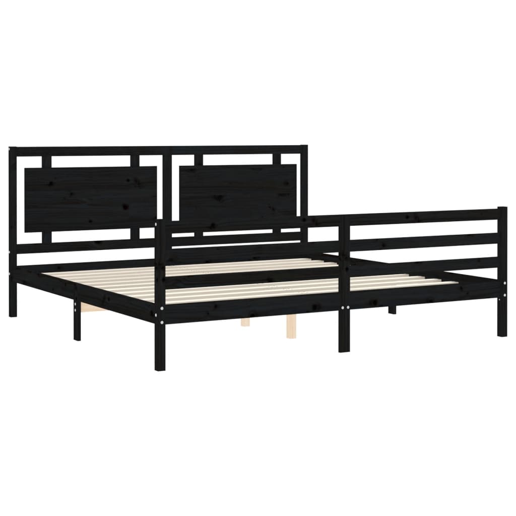 vidaXL Bed Frame without Mattress Black 200x200 cm Solid Wood