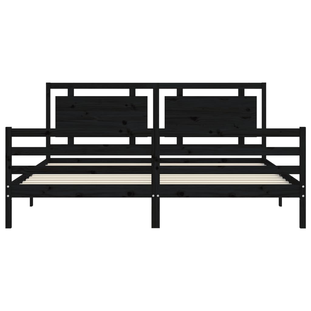 vidaXL Bed Frame without Mattress Black 200x200 cm Solid Wood