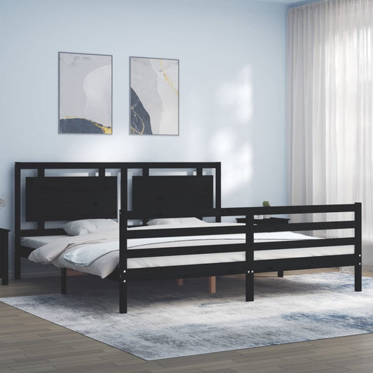 vidaXL Bed Frame without Mattress Black 200x200 cm Solid Wood