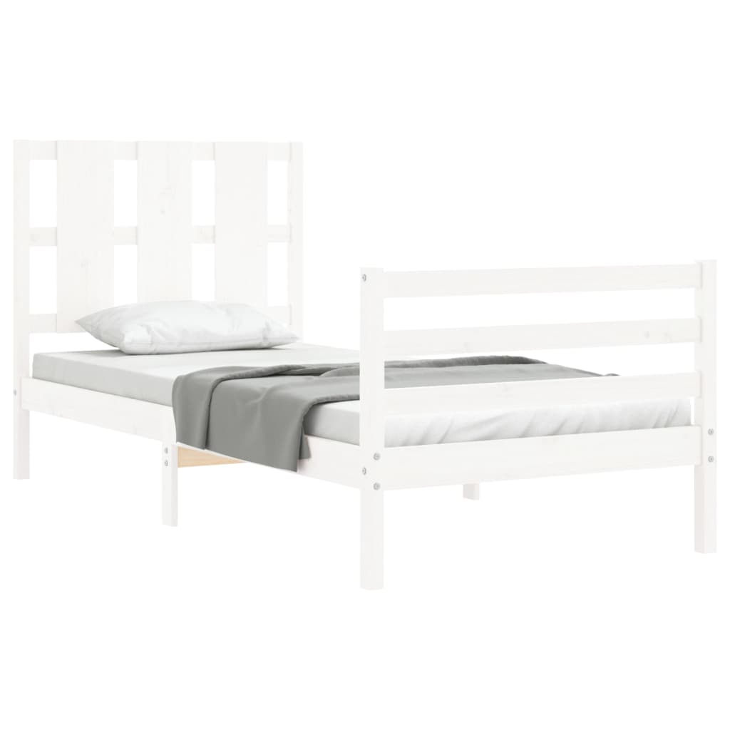 vidaXL Bed Frame without Mattress White Small Single Solid Wood