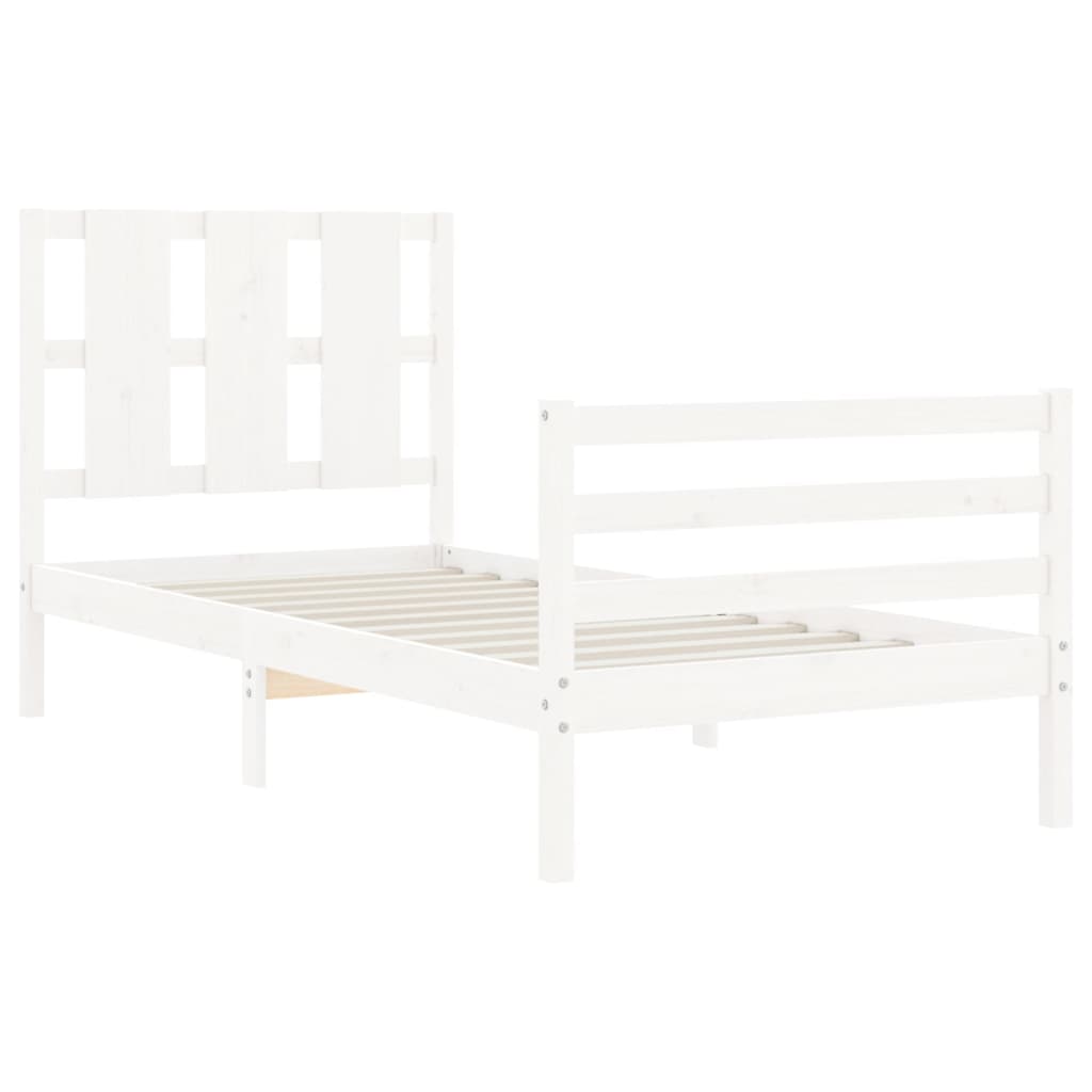 vidaXL Bed Frame without Mattress White Small Single Solid Wood