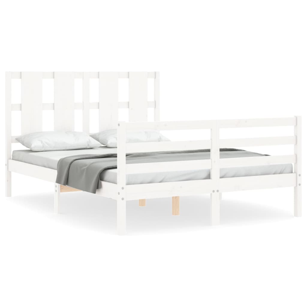 vidaXL Bed Frame without Mattress White Small Double Solid Wood