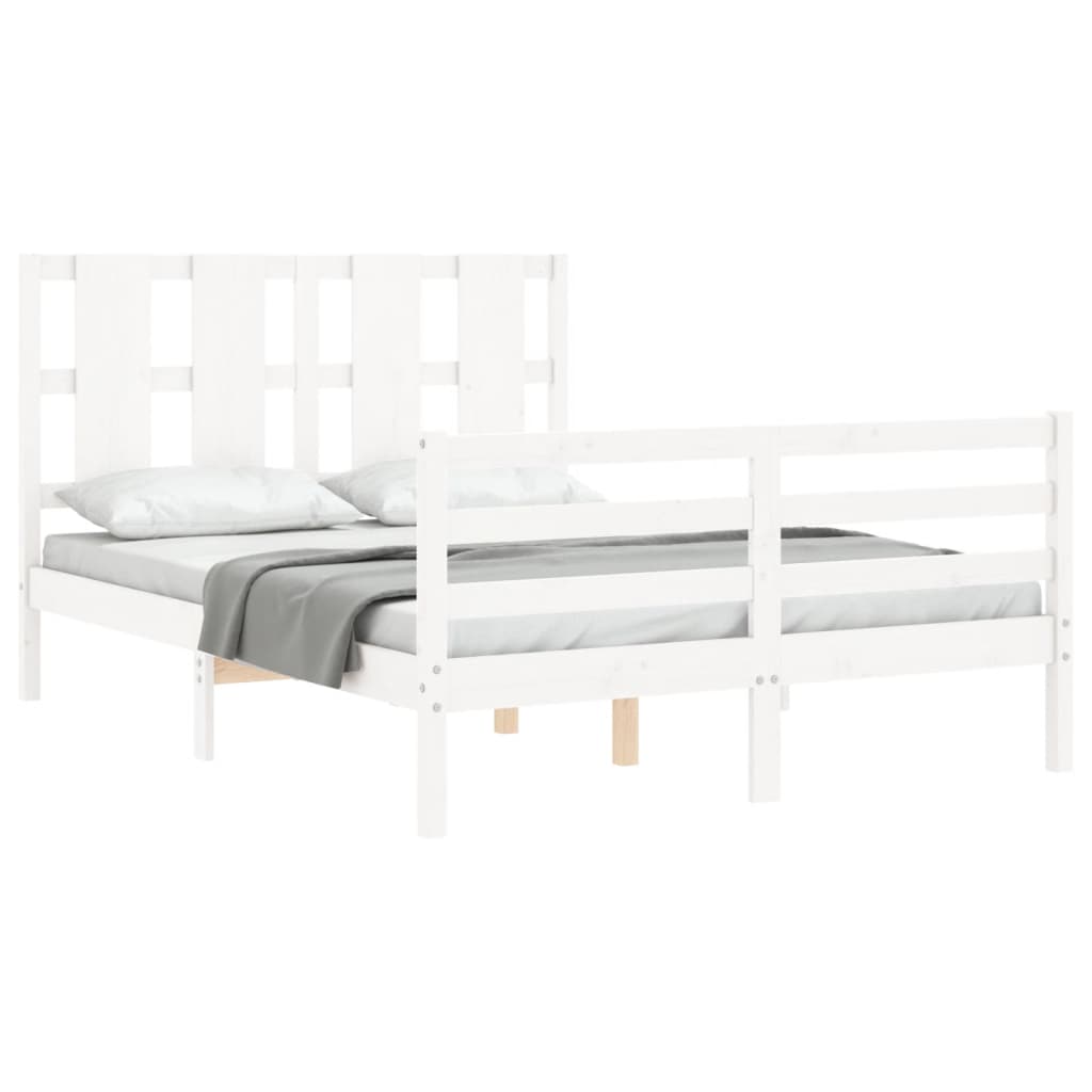 vidaXL Bed Frame without Mattress White Small Double Solid Wood