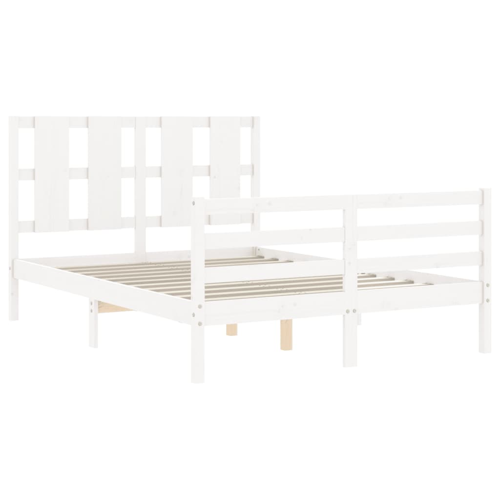 vidaXL Bed Frame without Mattress White Small Double Solid Wood