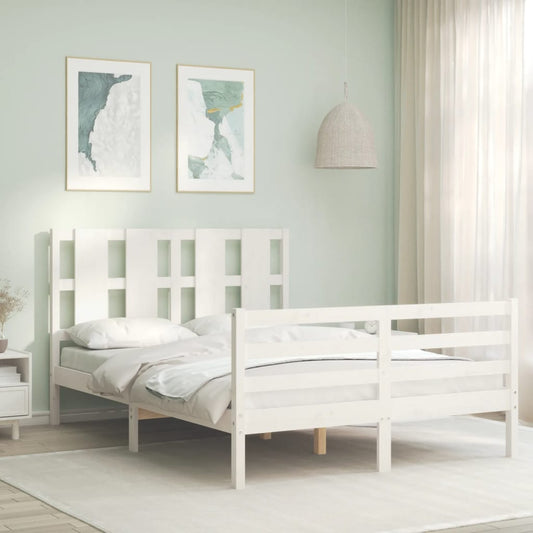 vidaXL Bed Frame without Mattress White Small Double Solid Wood