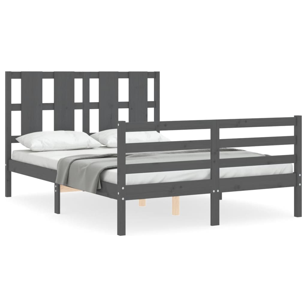 vidaXL Bed Frame without Mattress Grey 140x190 cm Solid Wood