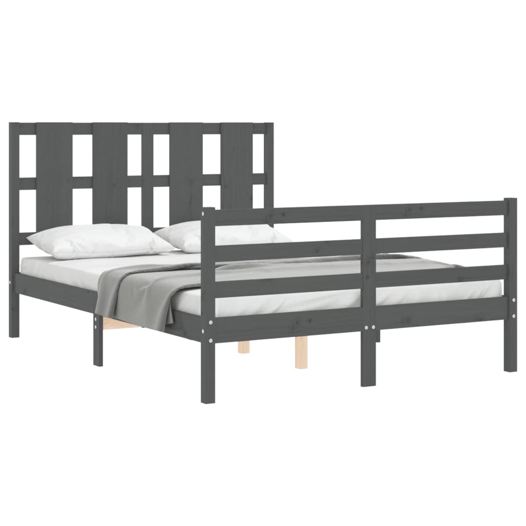 vidaXL Bed Frame without Mattress Grey 140x190 cm Solid Wood