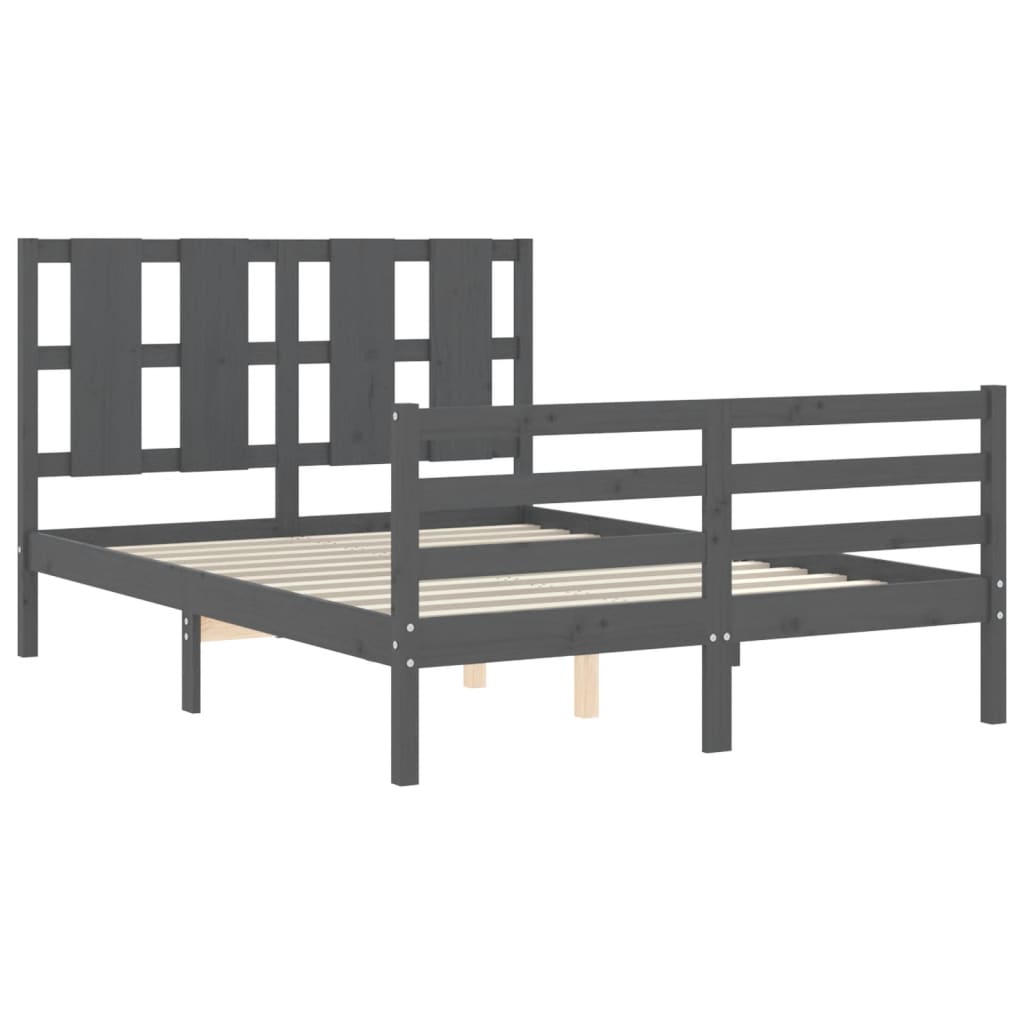 vidaXL Bed Frame without Mattress Grey 140x190 cm Solid Wood