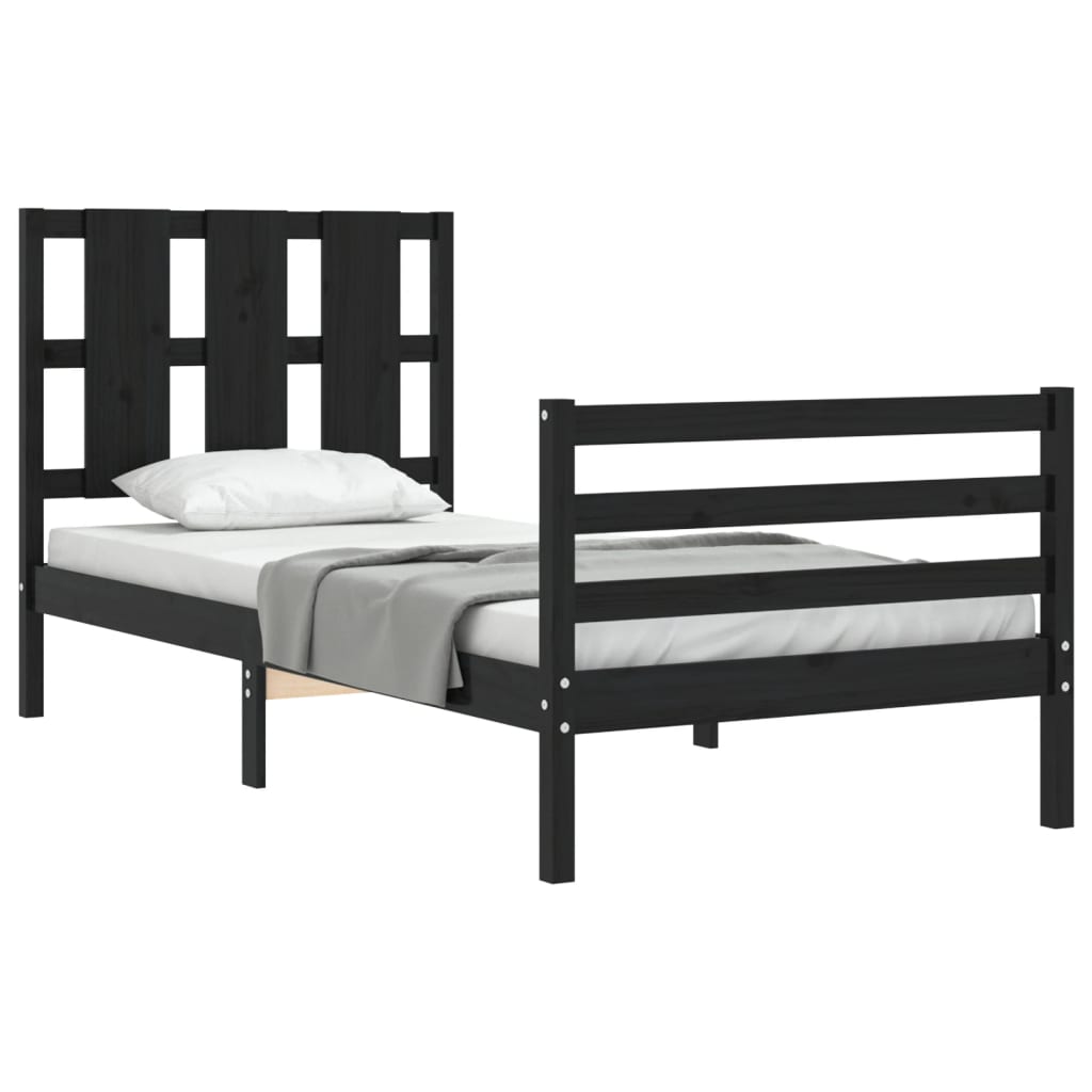 vidaXL Bed Frame without Mattress Black 90x200 cm Solid Wood